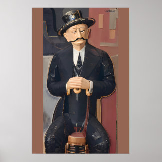 Sitzender Mann, auf einen Stock gestützt Poster
