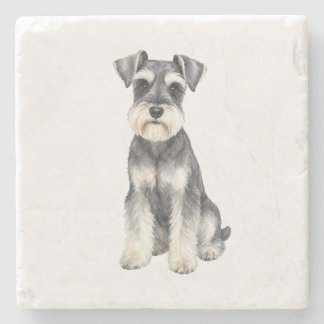 Sitzender Miniaturschnauzer Natursteinuntersetzer Steinuntersetzer