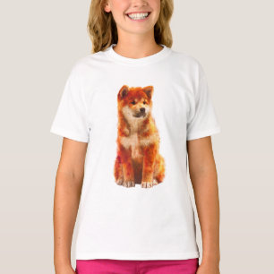 Sitzender OraFluffy Shiba Inu Welpe Wasserfarbe Fr T-Shirt