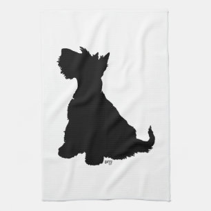 Sitzender Scottie-Hund Geschirrtuch