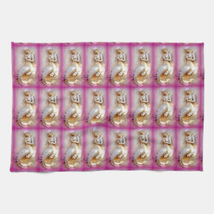 sitzendes Meerjungfraurosa-Geschirrtuch Geschirrtuch