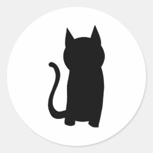 Sitzendes schwarze Katzen-Schattenbild Runder Aufkleber