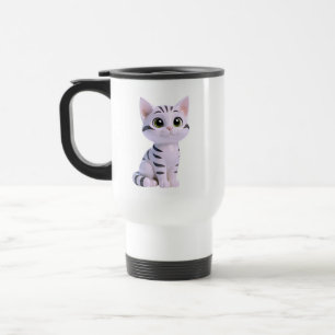 Sitzendes Tabby-Kätzchen Reisebecher