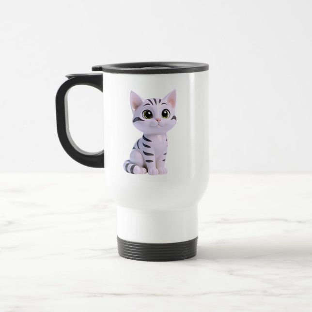 Sitzendes Tabby-Kätzchen Reisebecher (Links)