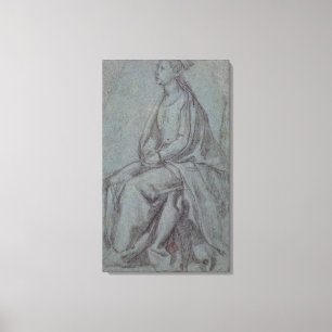 Sitzfrau, c.1514 (schwarze u. weiße Kreide auf Leinwanddruck