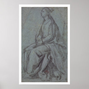 Sitzfrau, c.1514 (schwarze u. weiße Kreide auf Poster