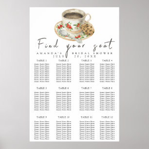 Sitzkarte für Kaffee-Cup-Brautparty Poster