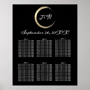 Sitzkarte Schwarz-weiß Goldene Kleider Minimalismu Poster