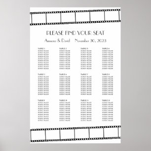 Sitzordnung für Hochzeit im Stil eines Filmstreife Poster