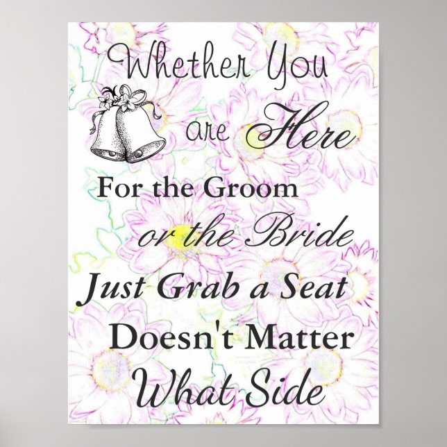 Sitzplakat für Hochzeiten, Daisy Theme Lila Poster (Vorne)