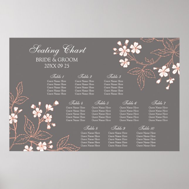Sitzplan 10 Tische Graukorallenflora Poster (Vorne)