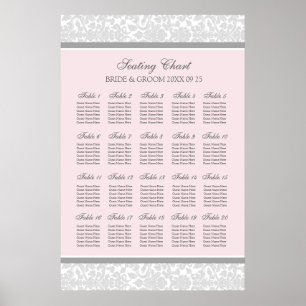 Sitzplan 20 Tabellen 120 Gast Rosa Damaskus Poster