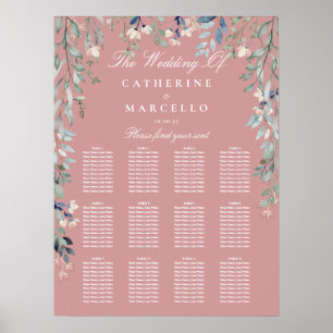 Sitzplan-Diagramm für Hochzeit mit staubigen Rosen Poster
