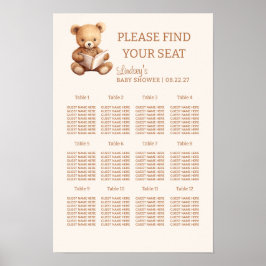 Sitzplan für Baby-Party mit Teddybär im Märchenbuc Poster