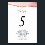 Sitzplan für Tischnummern in Gold und Rot<br><div class="desc">elegantes Erröten und goldenes Aquarell. Tischnummer Kartensitzkarte mit moderner Kalligraphie.</div>