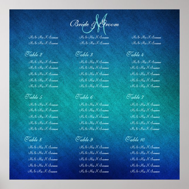 Sitzplan Hochzeit Geburtstagsparty Poster (Vorne)