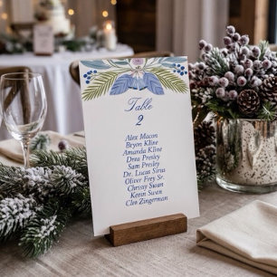Sitzplan-Karte für Winterhochzeit mit Glocken Einladung