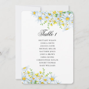 Sitzplan mit Kamille. Sommerblumen-Hochzeit Einladung