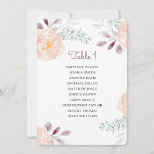 Sitzplan mit Pfirsichblüten. Floraler Hochzeitspla Einladung