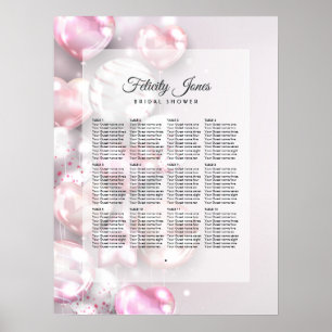 Sitzplan mit rosa und roségoldenen Ballons Poster