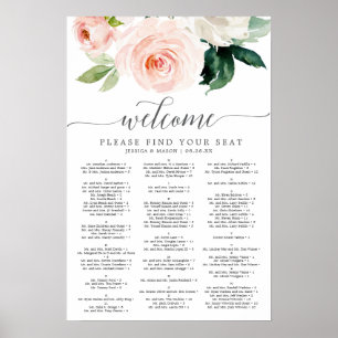 Sitzplan-Schild für die Blushing Blooms Hochzeit Poster