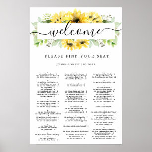 Sitzplan-Schild für Sonnenblumen-Gartenhochzeit Poster