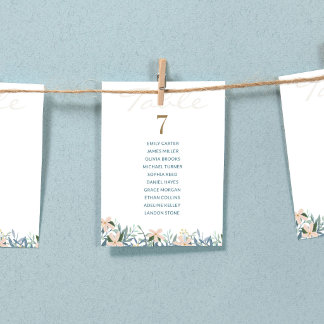 Sitzplan-Tischkarte für eine Wildblumen-Hochzeit Einladung