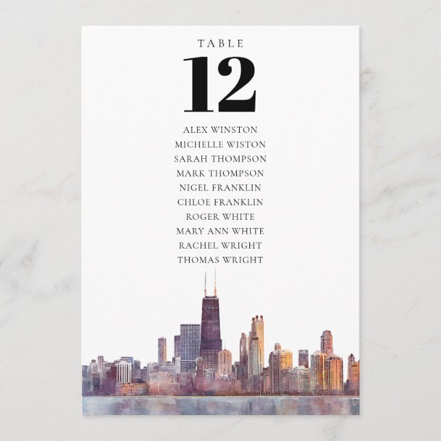 Sitzplan Tischnummer Chicago (Vorderseite)