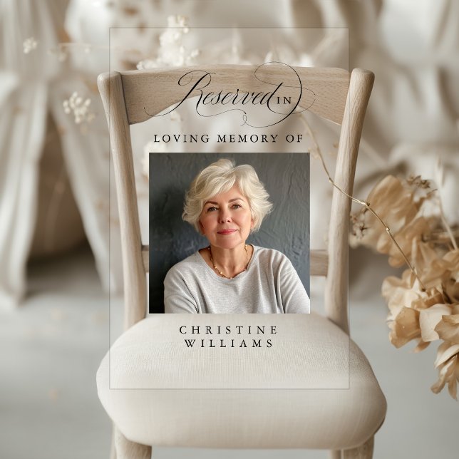 Sitzplatz, Foto, Hochzeit, Gedenkeleganz, Acrylschild (Reserved Seat, Photo, Wedding, Memorial Elegant, Acrylic Sign with, Name & Photo.)