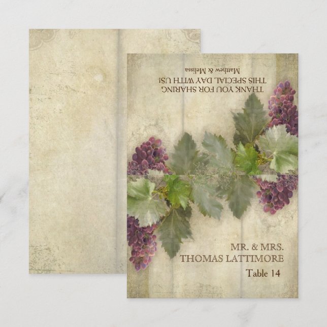 Sitzplätze Platzkarten Elegante Rustikale Weinkult (Vorne/Hinten)
