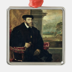Sitzporträt des Kaisers Charles V 1548 Silbernes Ornament