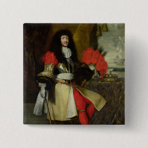 Sitzporträt von Louis XIV nach 1670 Button