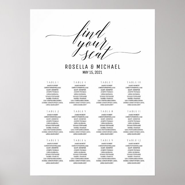 Sitzsuche - Hochzeitstisch-Übersicht N.2 Poster (Vorne)