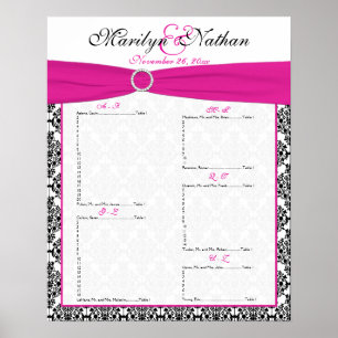 Sitztabelle in Rosa, Weiß und Schwarz des Empfangs Poster