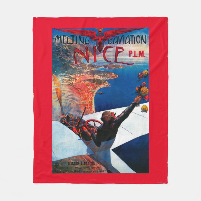 Sitzung D Luftfahrt in Nizza, Frankreich-Plakat Fleecedecke (Vorderseite)