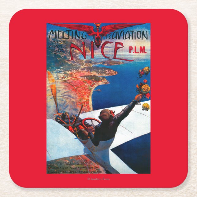 Sitzung D Luftfahrt in Nizza, Frankreich-Plakat Rechteckiger Pappuntersetzer (Vorderseite)