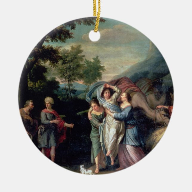 Sitzung von Jakob und von Laban mit Rachel, Leah Keramikornament (Vorne)