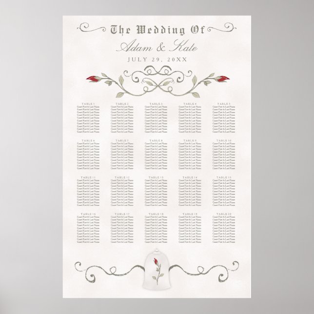 SITZUNGSGEBÜHR 151-200 | Elegante Rote Rose Hochze Poster (Vorne)