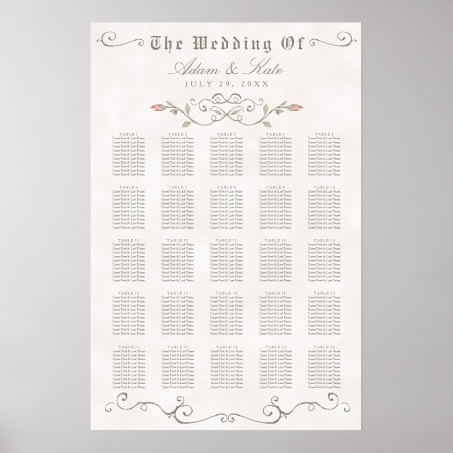 SITZUNGSGEBÜHR 201-250 | Elegante Beauty Wedding Poster (Vorne)