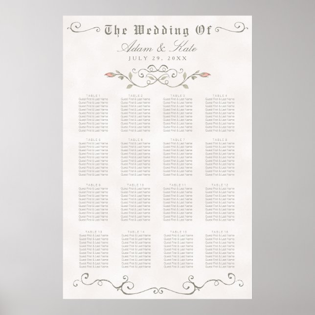 SITZUNGSZEICHEN 121-160 | Elegante Beauty Wedding Poster (Vorne)