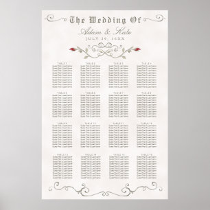 SITZUNGSZEICHEN 121-160   Elegante Rote Rose Hochz Poster