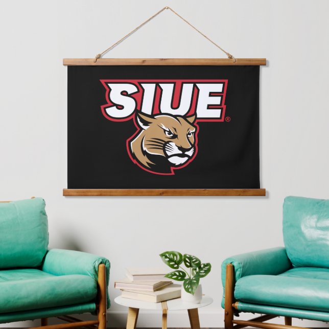 SIUE Cougars Wandteppich Mit Holzrahmen (Wohnzimmer)