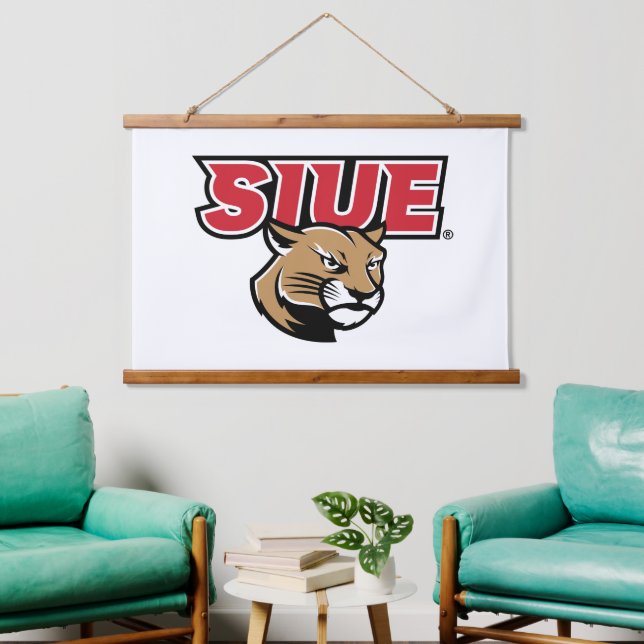 SIUE Cougars Wandteppich Mit Holzrahmen (Wohnzimmer)