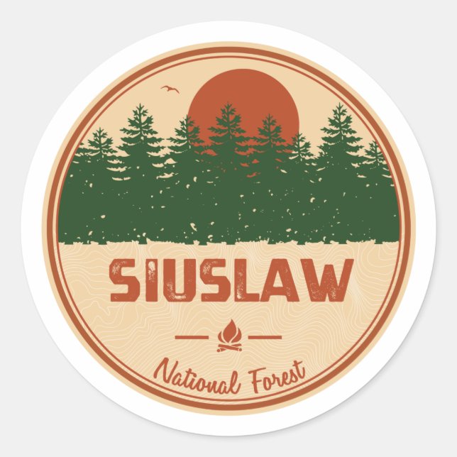 Siuslaw National Forest Runder Aufkleber (Vorderseite)