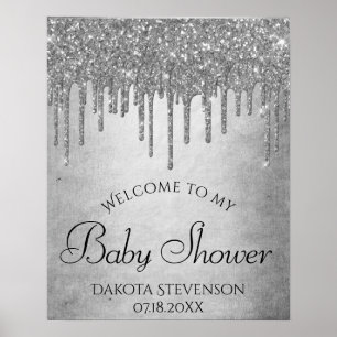 Sivler-Glitzer Diamond Platinum Dusche Poster