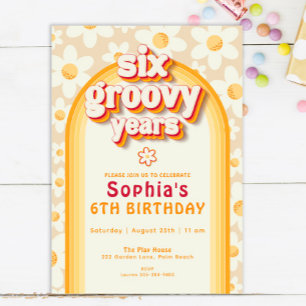 Six ans Super 6e anniversaire Invitation   Rétro. 