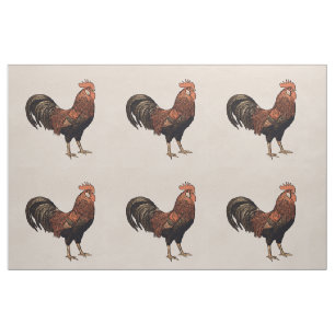 Six Carrés de Broderie de Coq par Verge de Tissu