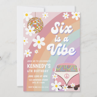 Six est une vibe 6e anniversaire invitation fille 