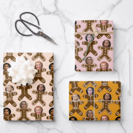 Six Face Gingerbrot People Holiday Geschenkpapier Set