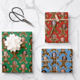 Six Face Gingerbrot People Holiday Geschenkpapier Set